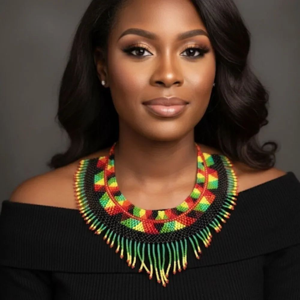 New Beautiful Handmade Colorful Beaded Mexican Collar Necklace